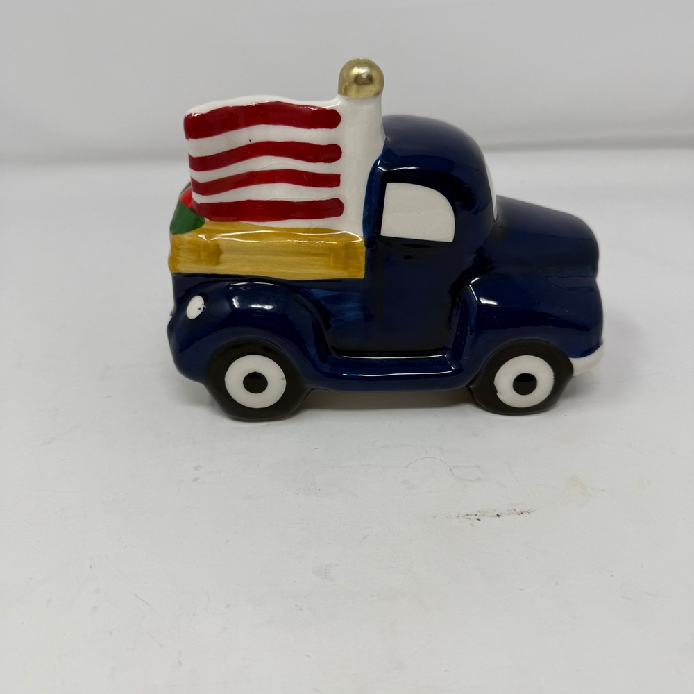 Ceramic Truck with Flag & Flowers / Flowers‎ on Truck Bed Lights-up